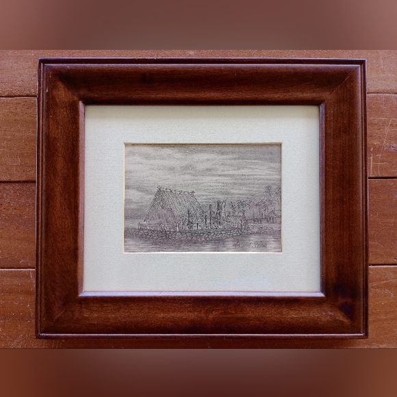 Scenic Hawaiian Graphite Drawing - Kamakahonu, Residence Of King Kamehameha. - Picture 2 of 11